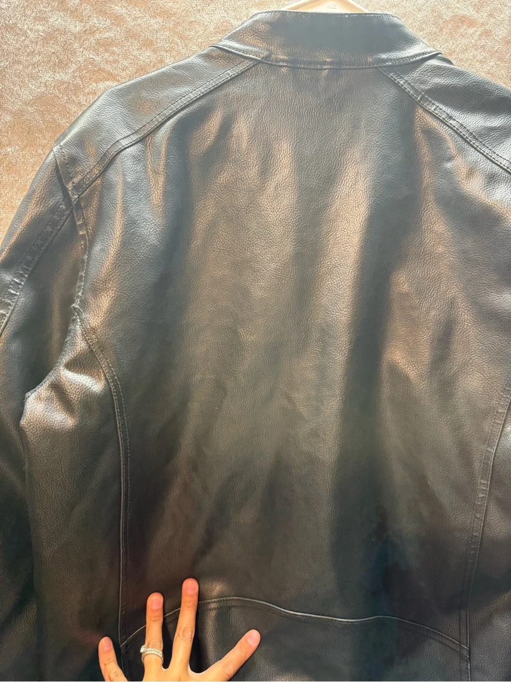Black Rivet Men's Black Leather Bomber Jacket